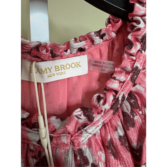 Ramy Brook NWT Penelope Silk Blend Ruffle Dress in Pink Size S - Picture 11 of 12